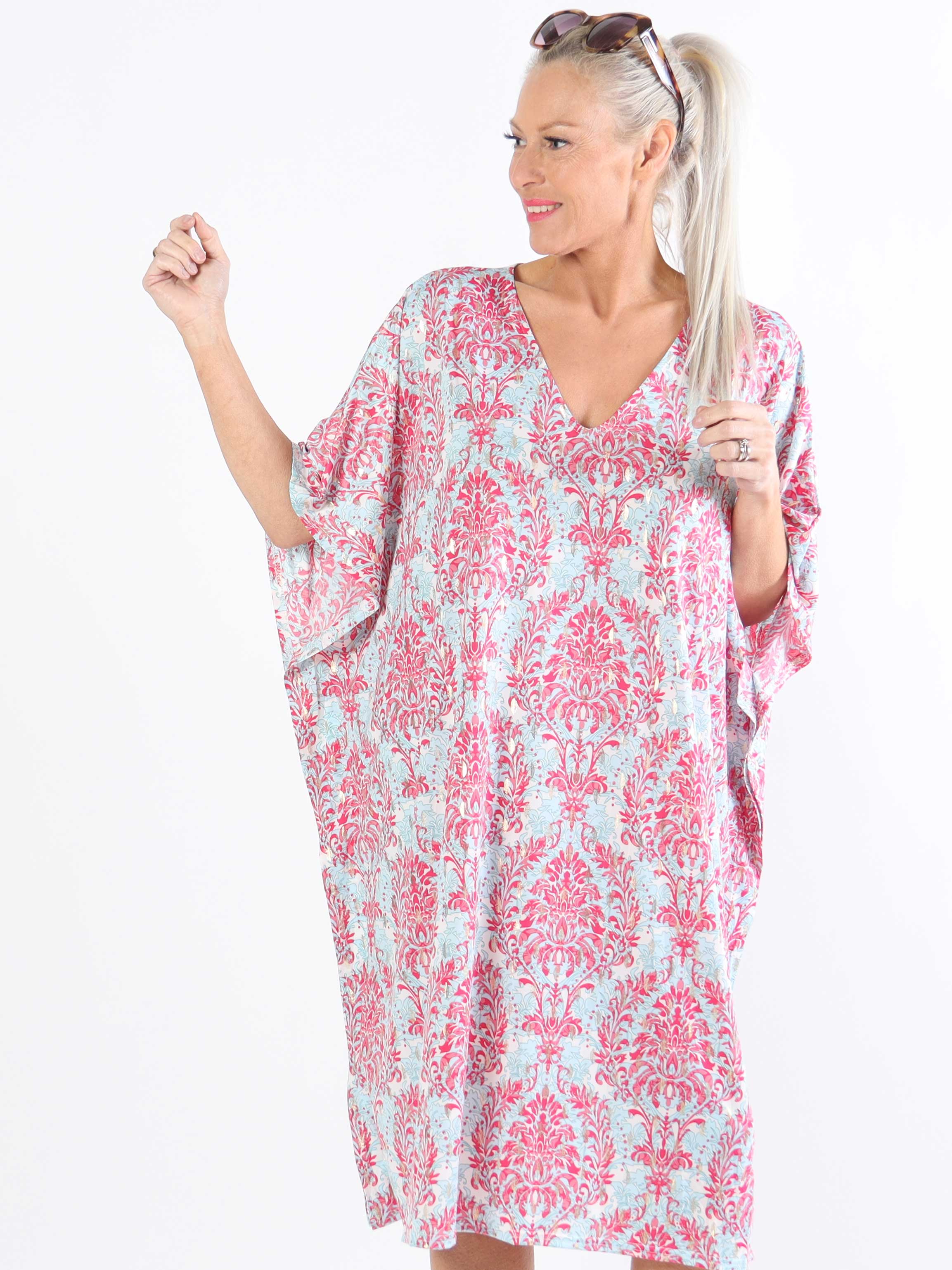 Azmina Royal - Tunikaklänning i plus size med resår och lös passform